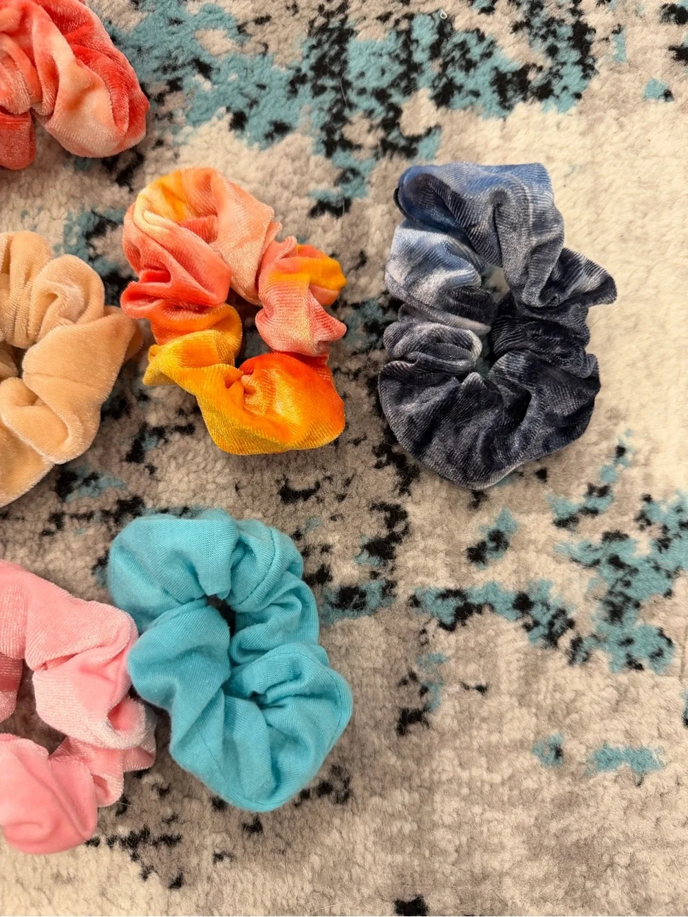 Girls Scrunchie Lot 9 Piece Velvet Satin Tie Dye Hair Accessories